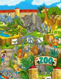 Plakat wesołe zwierzątka w zoo