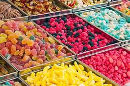 Naklejka rynek sklep chciwość słodki cukrem