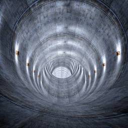 Plakat tunel architektura 3d przemysłowy grunge