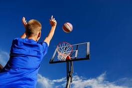 Plakat lekkoatletka mężczyzna chłopiec koszykówka piłka