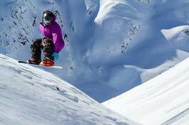 Plakat sport dolina narty spokojny snowboard
