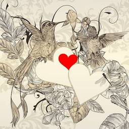 Plakat ptak ładny miłość ornament