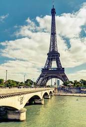 Plakat retro most francja wieża vintage