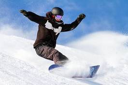Plakat snowboard narty śnieg chłopiec