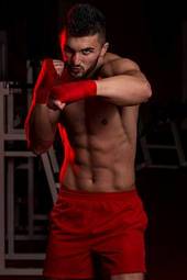 Plakat sport siłownia sztuki walki kick-boxing mężczyzna