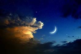 Plakat świt piękny gwiazda księżyc noc