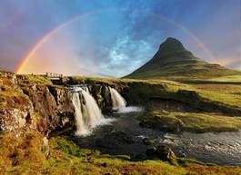 Plakat panorama europa piękny islandzki woda