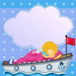 Plakat kreskówka kobieta statek żeglarstwo