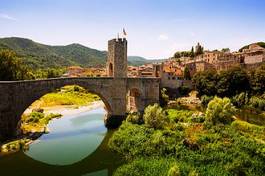Plakat zamek miasto most vintage hiszpania