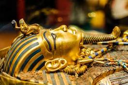 Plakat twarz król egipt antyczny pozłacany