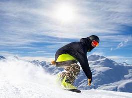 Plakat sport chłopiec snowboard