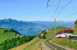 Plakat alpy szwajcaria góra lokomotywa