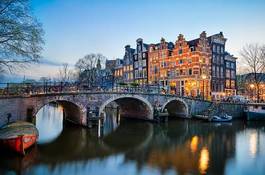 Naklejka most architektura noc holandia amsterdam
