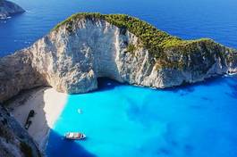 Plakat grecja europa panorama plaża morze śródziemne