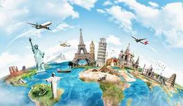 Plakat europa świat kontynent planeta samolot