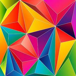 Plakat nowoczesny sztuka abstrakcja 3d tęcza