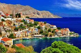 Naklejka lato grecki brzeg góra morze