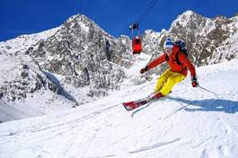 Plakat narciarz natura alpy