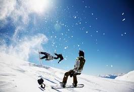 Plakat zabawa snowboard sport