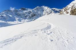 Plakat stok narciarski włochy europa śnieg alpy