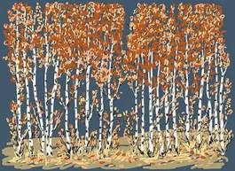 Plakat jesień gałązka brzoza las drzewa