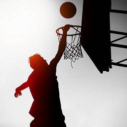 Plakat mężczyzna sport piłka niebo koszykówka
