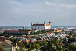 Plakat panorama stary wzgórze europa miasto