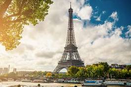 Plakat jesień francja wieża słońce topnik