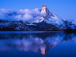 Plakat szczyt europa alpy zmierzch szwajcaria