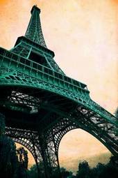 Plakat francja vintage architektura wieża stary