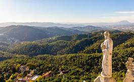Plakat barcelona góra statua architektura hiszpania