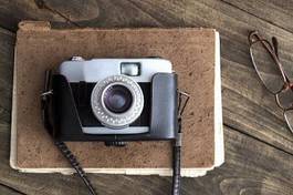 Fotoroleta stary retro kamera brązowy