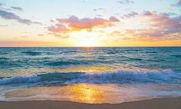 Plakat piękny panorama fala woda słońce