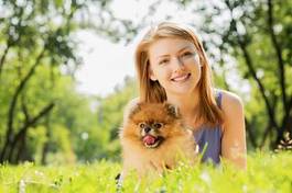 Obraz na płótnie kobieta szczenię lato pies uśmiech