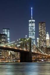 Plakat panorama noc most brookliński nowy jork
