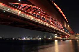 Plakat morze zatoka noc most czerwony