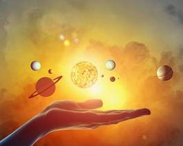 Plakat wszechświat piłka słońce kosmos natura