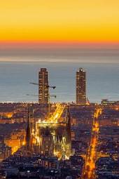 Naklejka nowoczesny panorama widok hiszpania barcelona