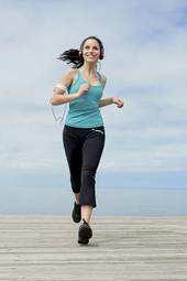 Plakat fitness dziewczynka muzyka wyścig zdrowy