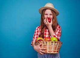 Plakat jedzenie dziewczynka owoc zdrowie