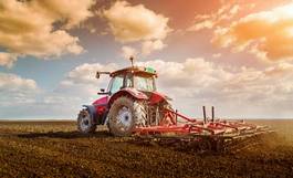 Plakat rolnictwo maszyny maszyna pejzaż traktor