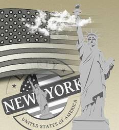 Plakat nowy jork statua retro ameryka amerykański