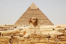 Plakat egipt stary widok statua niebo
