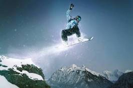 Plakat snowboarder sporty ekstremalne mężczyzna snowboard sporty zimowe