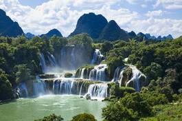 Plakat krajobraz wodospad azja dżungla chiny