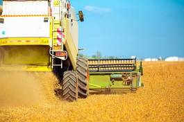 Plakat jesień pszenica łąka mąka maszyny