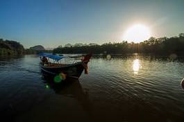 Plakat słońce tajlandia łódź
