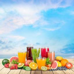 Plakat zdrowy owoc napój zbiory lato