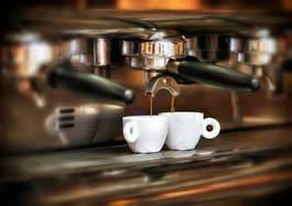 Plakat kawa filiżanka napój maszyna