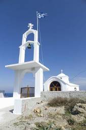 Plakat wyspa grecja stary kościół klasztor